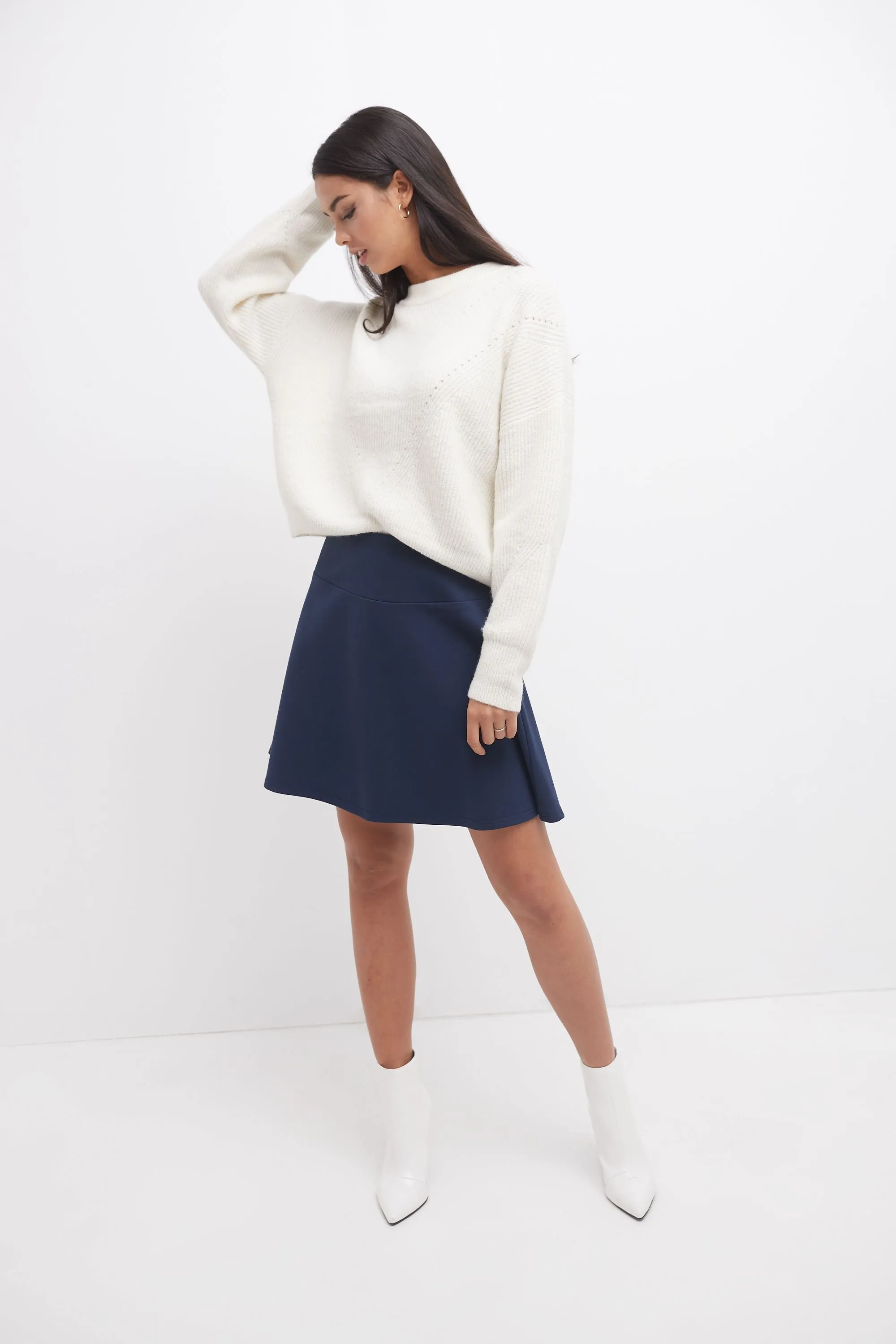 Fit-And-Flare Skirt with Wide Waistband