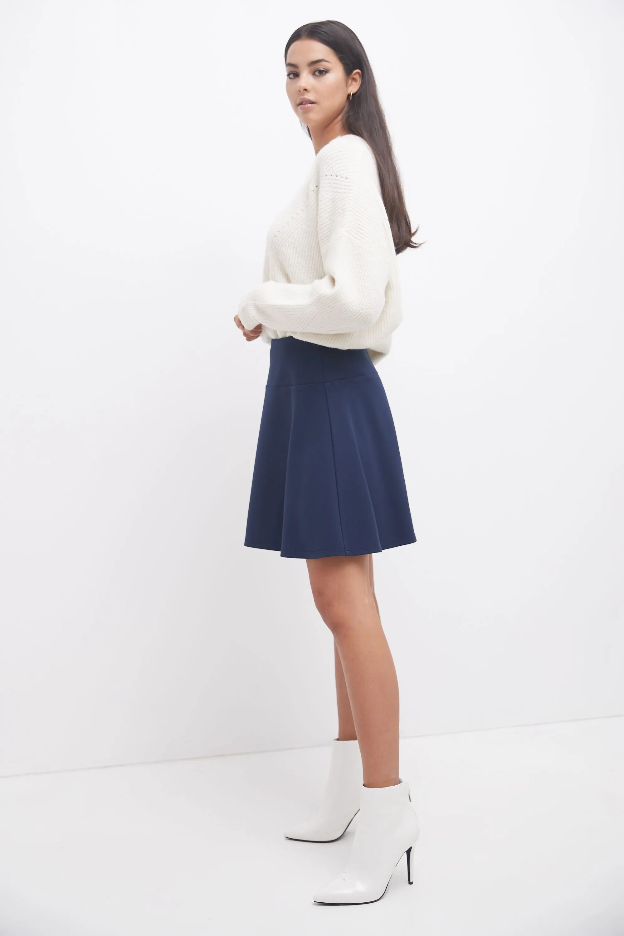 Fit-And-Flare Skirt with Wide Waistband