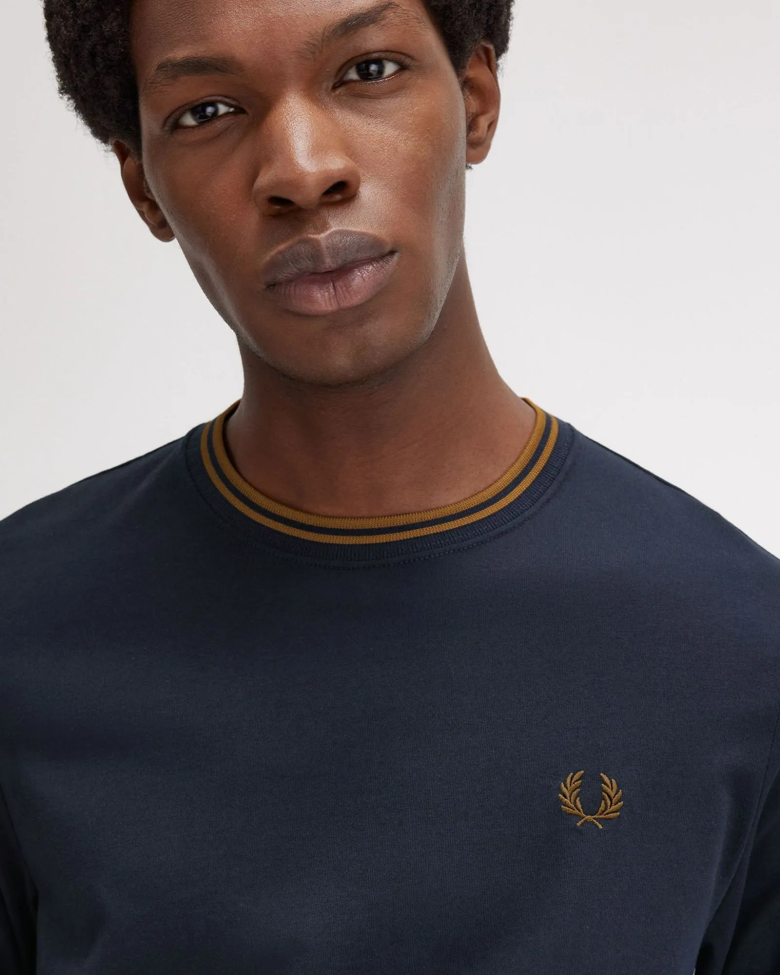 Fred Perry L/S Twin Tipped Tee - Navy / Dark Caramel