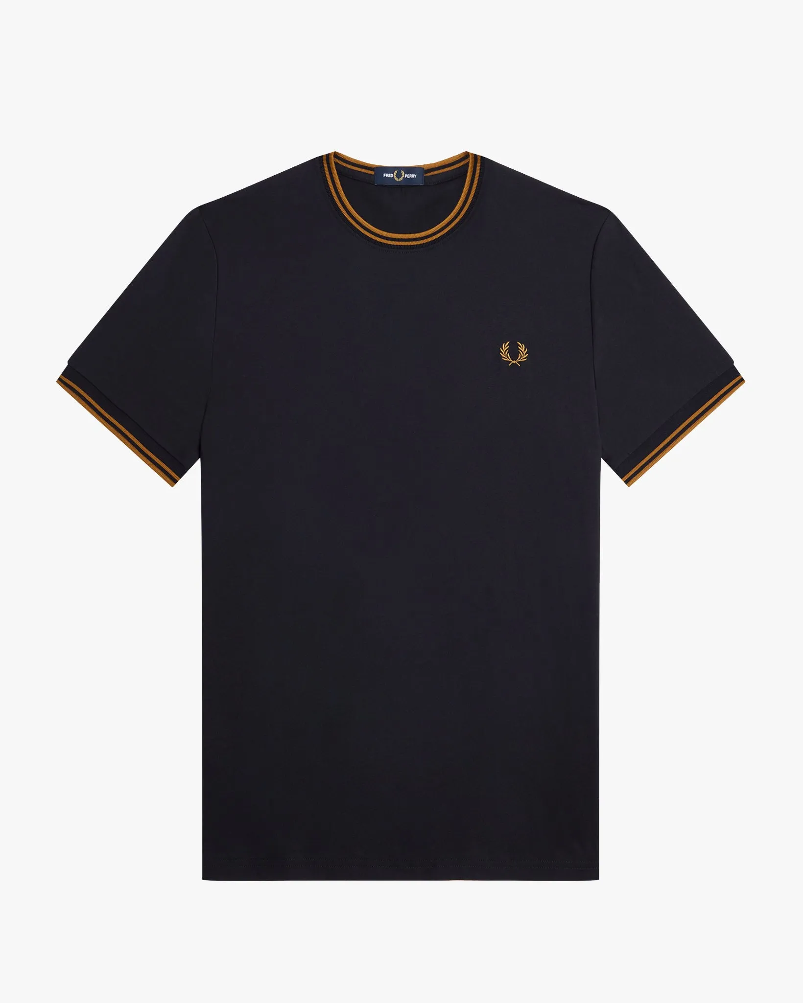 Fred Perry Twin Tipped T Shirt - Navy / Dark Caramel