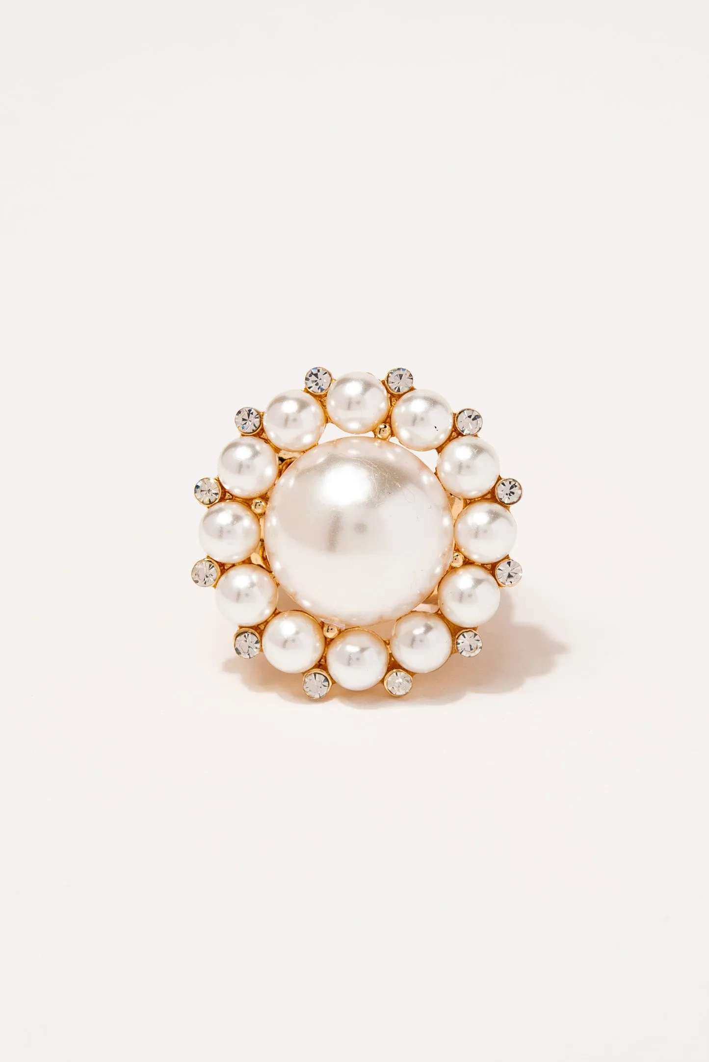 Gemma Pearl Glam Stretch Ring - Gold Pearl