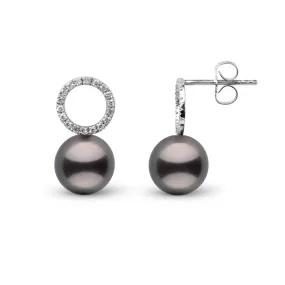 Halo Collection 8.0-9.0 mm Tahitian Pearl and Diamond Earrings