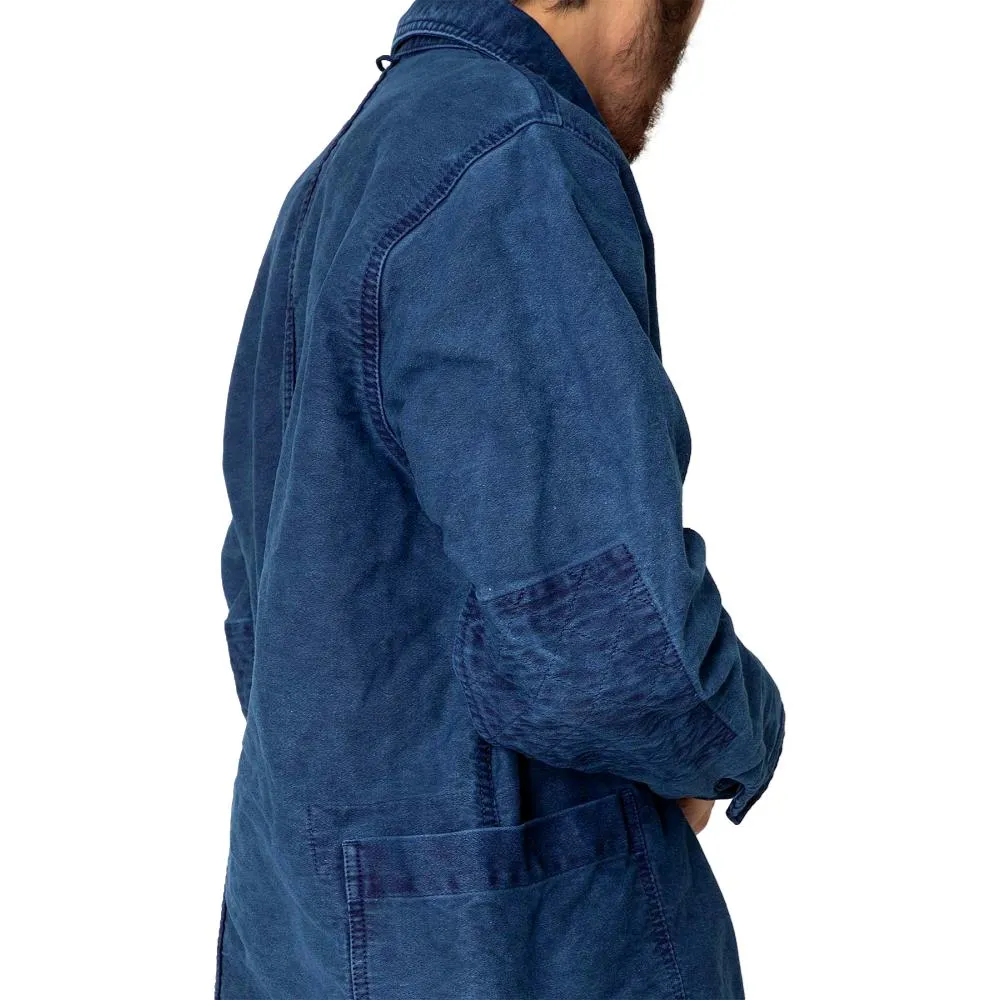 HOBO ARTISAN SHIRT JACKET COTTON MOLESKIN INDIGO DYED-INDIGO