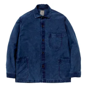 HOBO ARTISAN SHIRT JACKET COTTON MOLESKIN INDIGO DYED-INDIGO