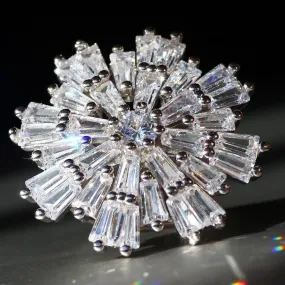 Huge Full Baguette Starburst Created White Sapphire Cocktail Ring