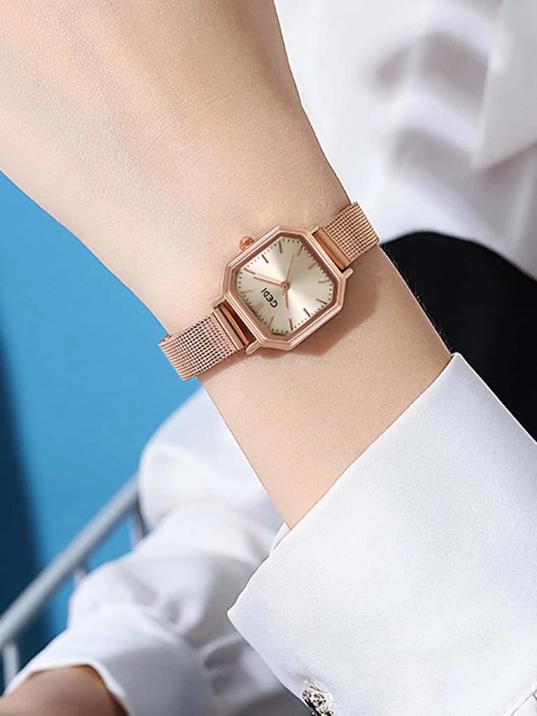 Irregular square simple quartz watch