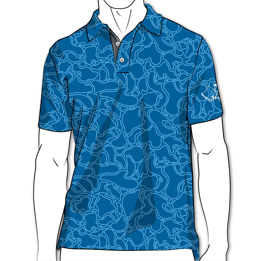 Island Coral - OGA Men's Polo - Makai Blues