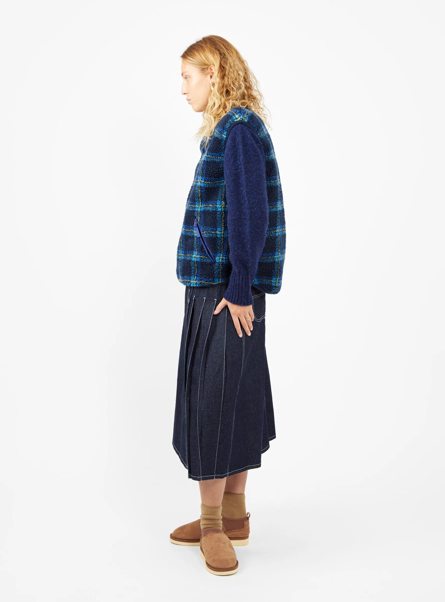 Jacquard Boa Vest Navy Check