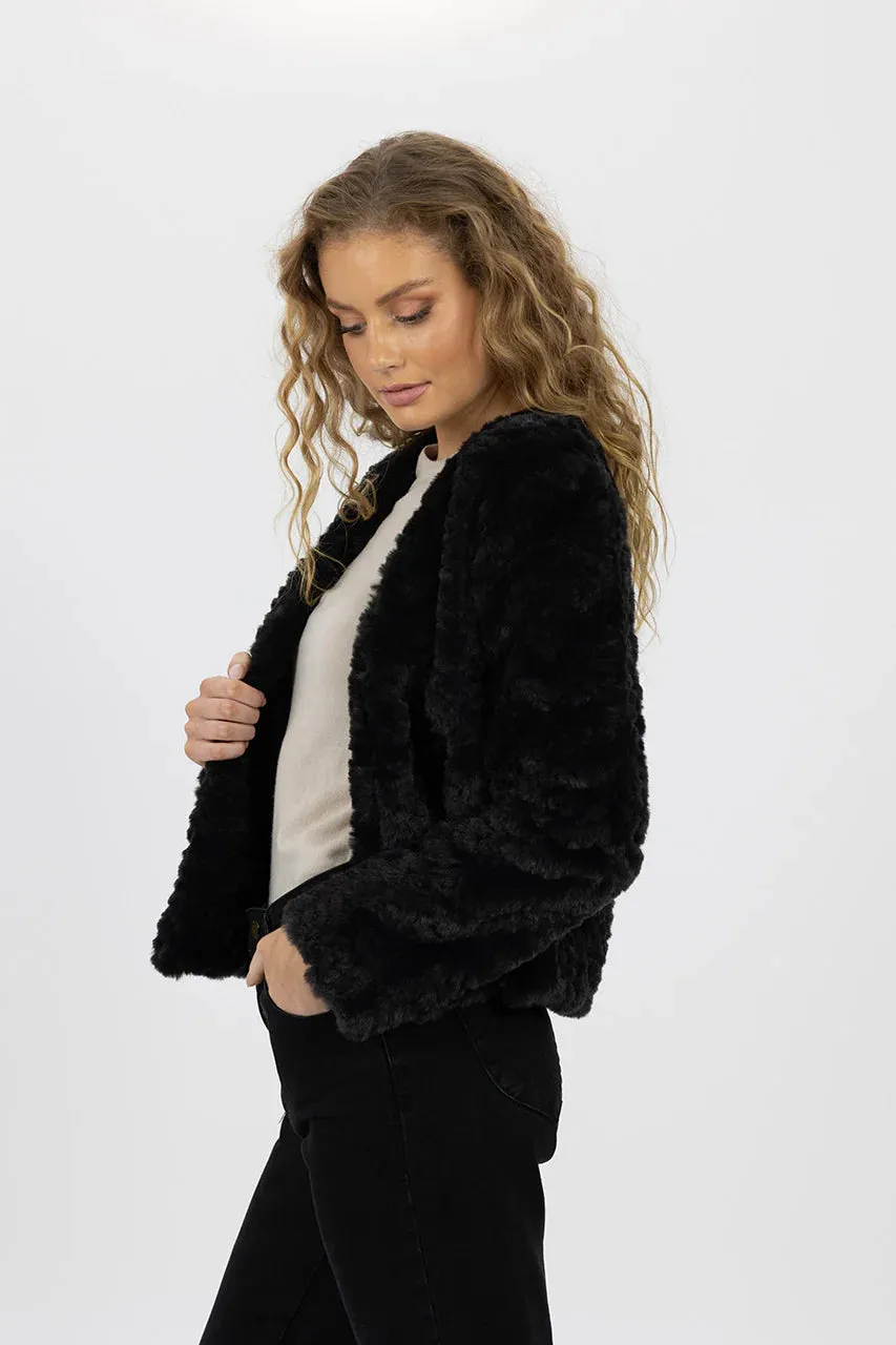 Jasper Faux Fur Jacket Black