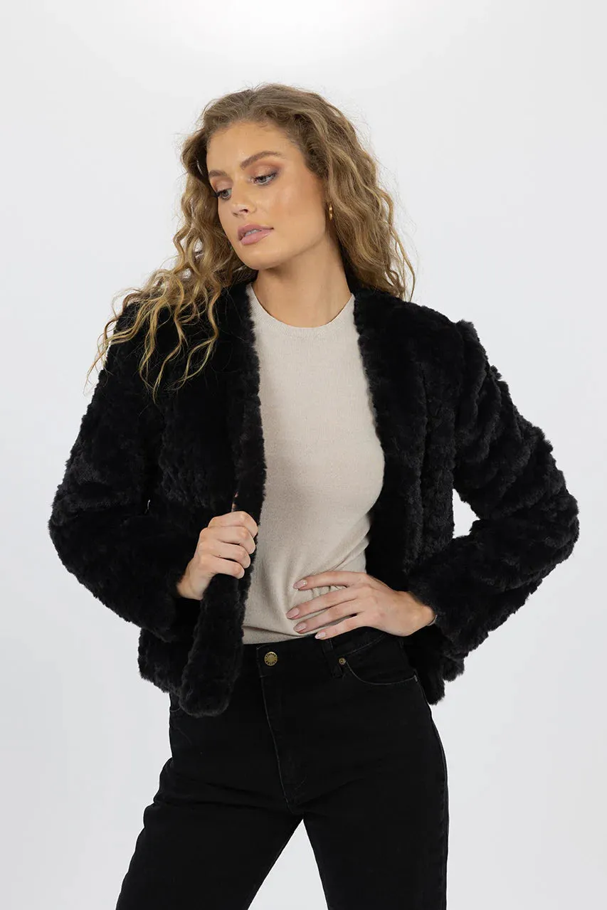 Jasper Faux Fur Jacket Black