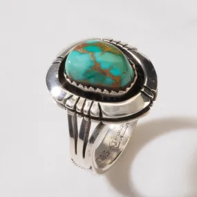 Joe Piaso Jr. King Manassa Turquoise Navajo USA Native American Made 925 Sterling Silver Ring