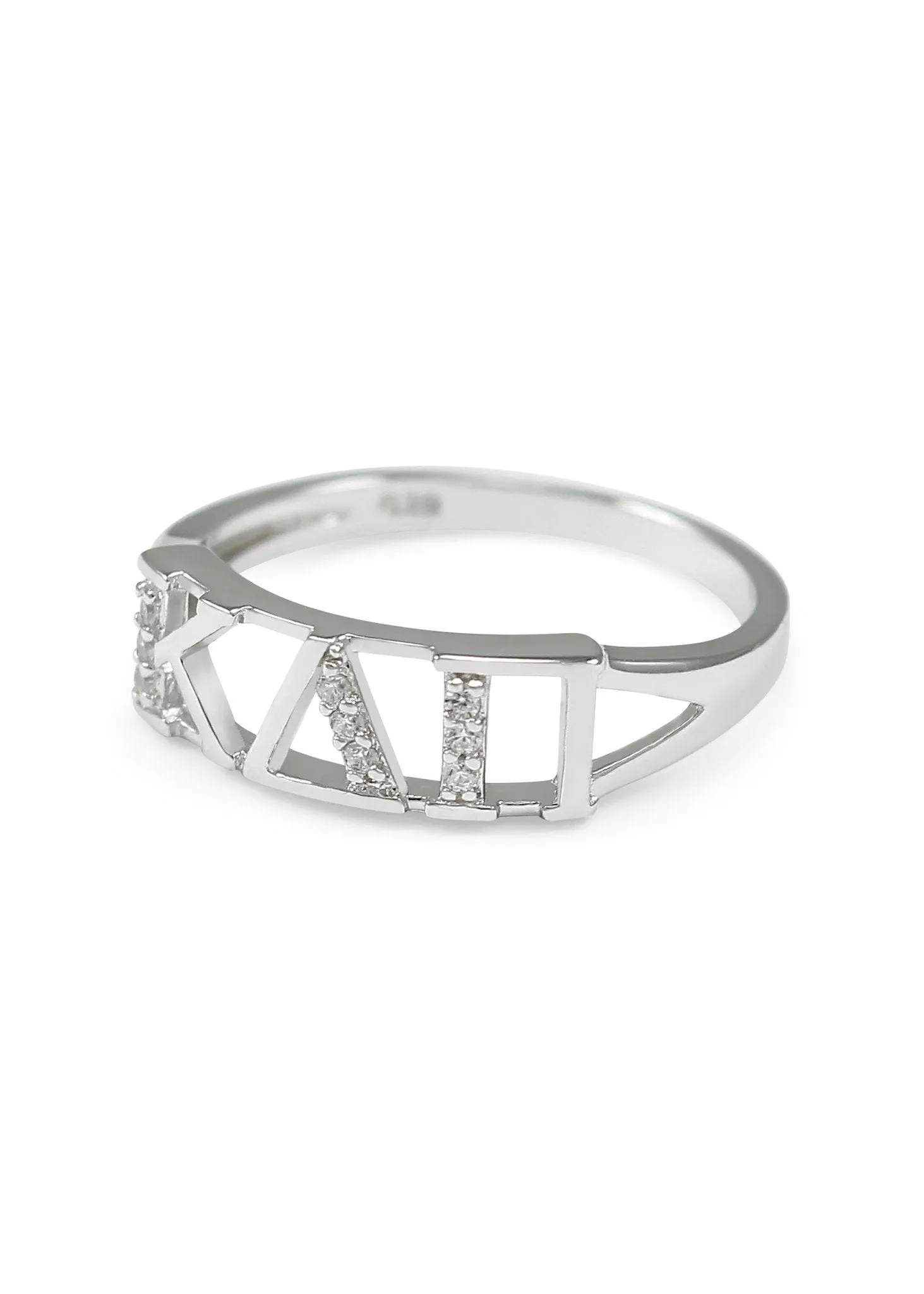 Kappa Delta Pi Sterling Silver Ring with simulated diamonds