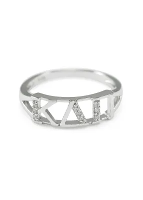 Kappa Delta Pi Sterling Silver Ring with simulated diamonds