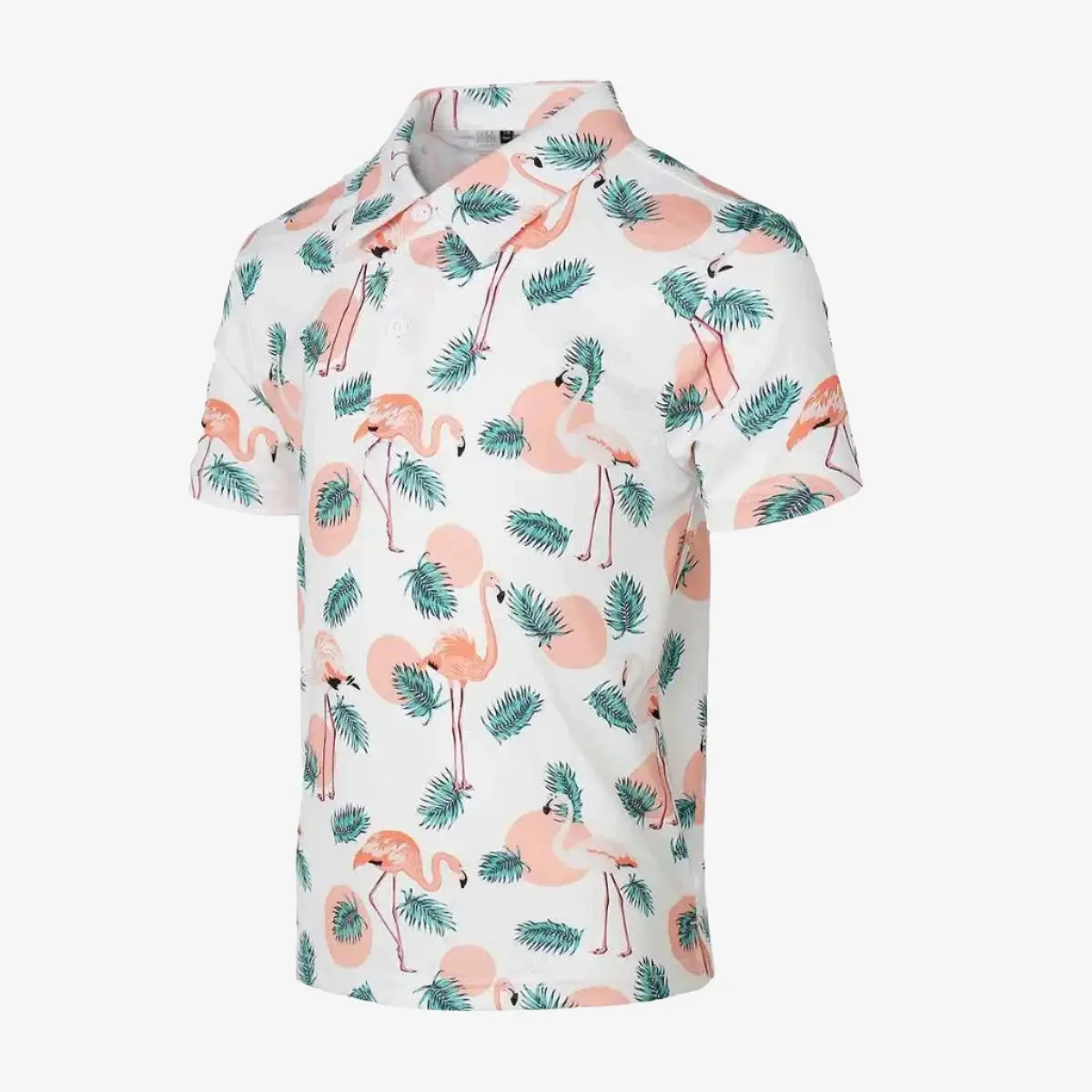 KIDS Peach Flamingo Cool Tech Performance Golf Polo