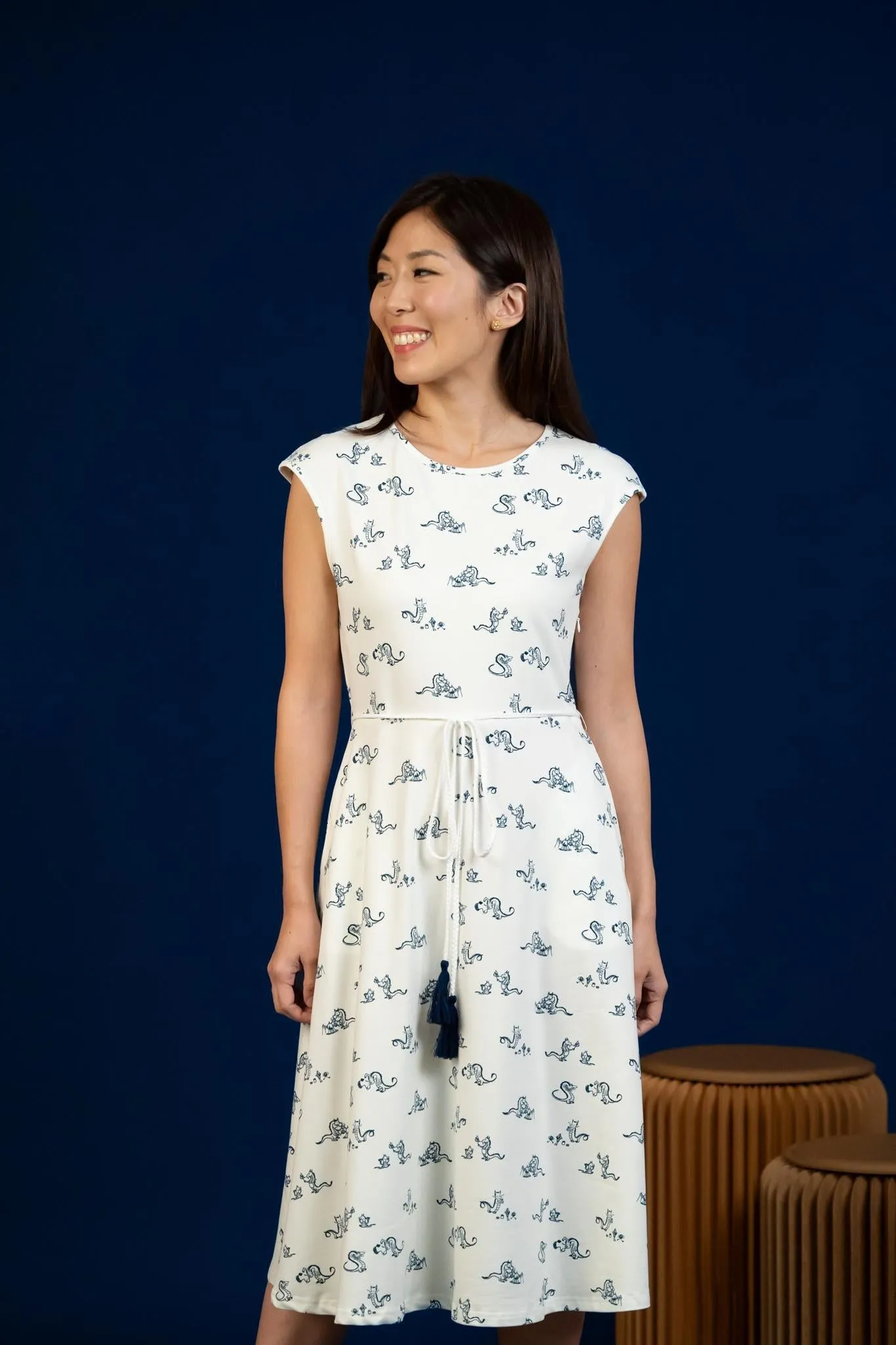 Ladies Holly Dress - Blue Campfire Dragon