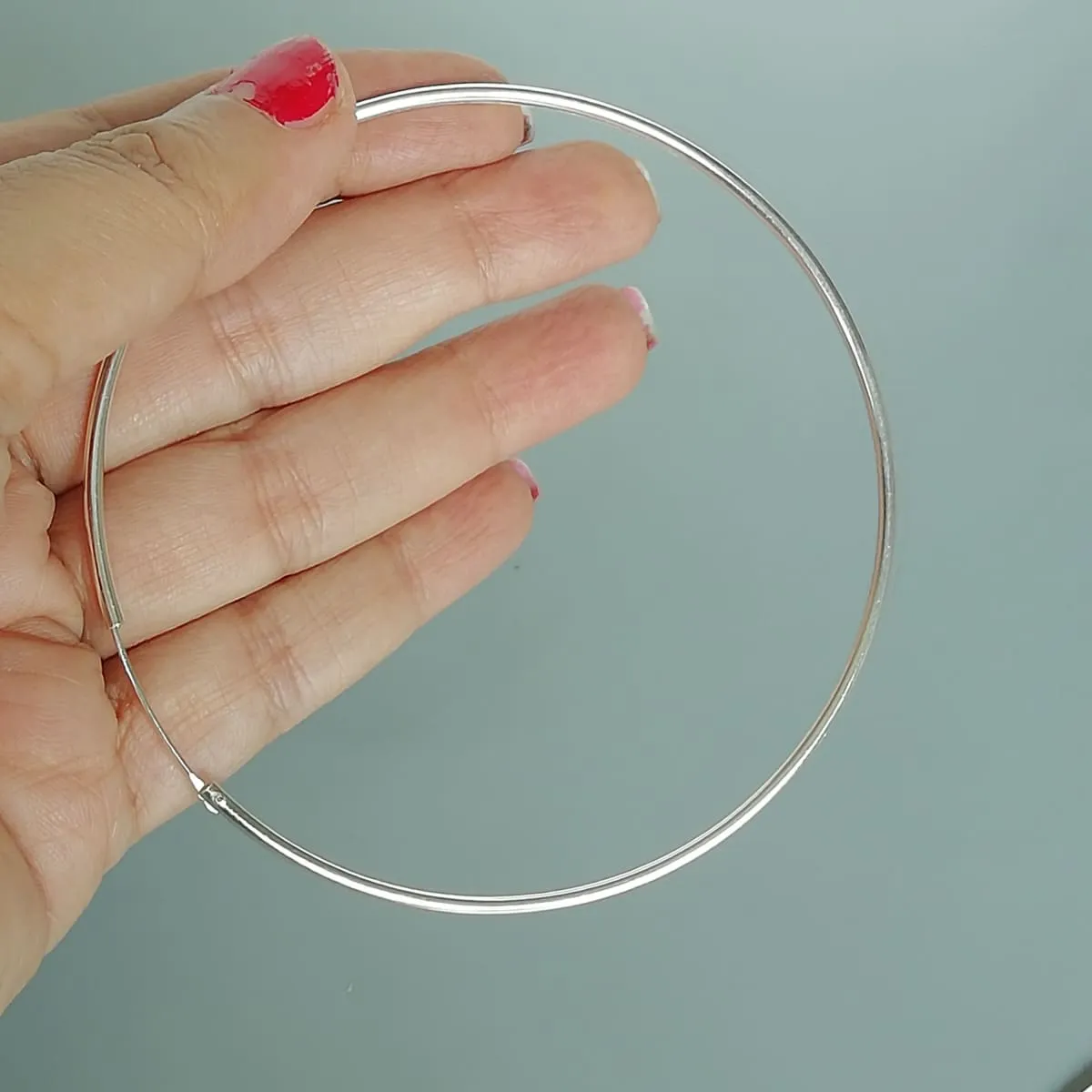 Large and light 90 mm continuous sterling silver hoops | Endless hoops | E1047