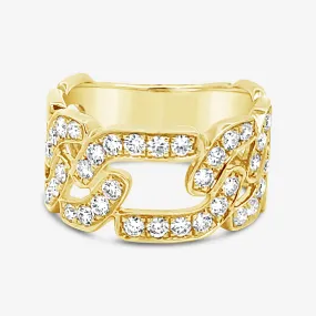 Link Style Wide Diamond Ring