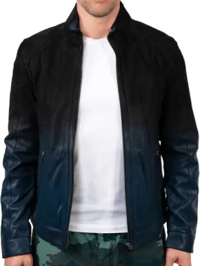 Maceoo Jacket | LEATHER DEGRADEBLACK BLUE