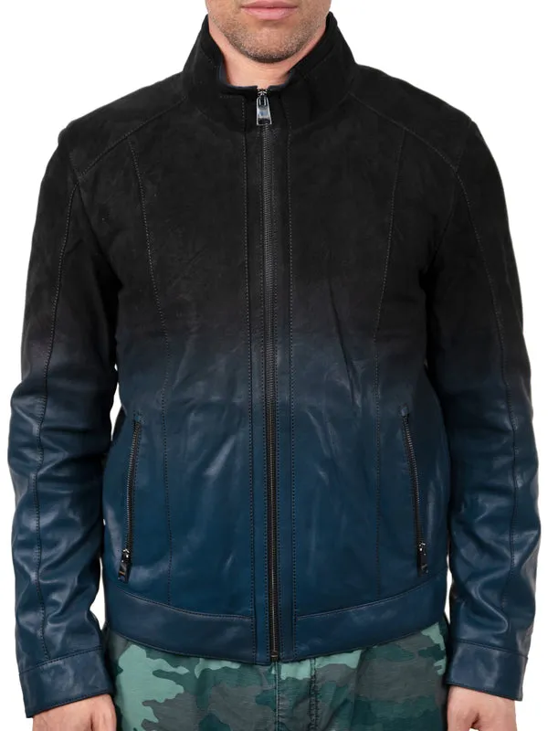 Maceoo Jacket | LEATHER DEGRADEBLACK BLUE