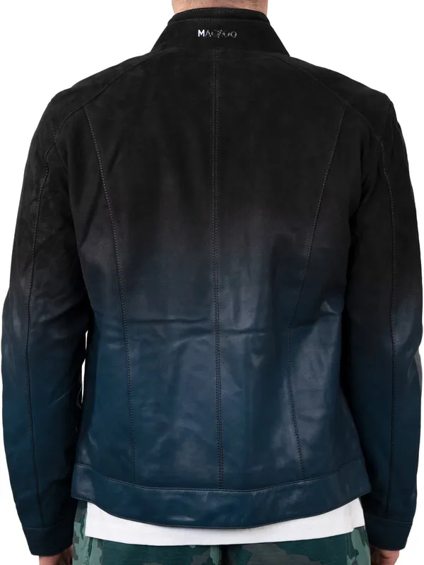 Maceoo Jacket | LEATHER DEGRADEBLACK BLUE