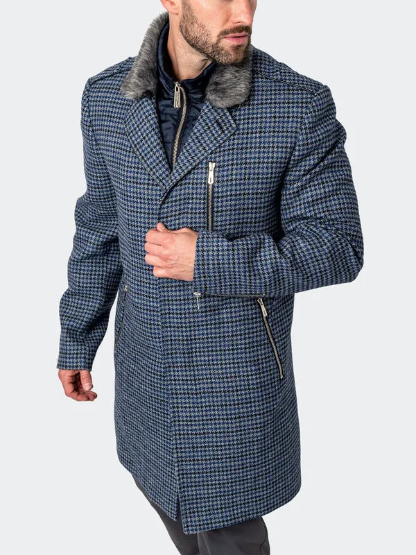 Maceoo Jacket | Peacoat HoundsTooth Blue