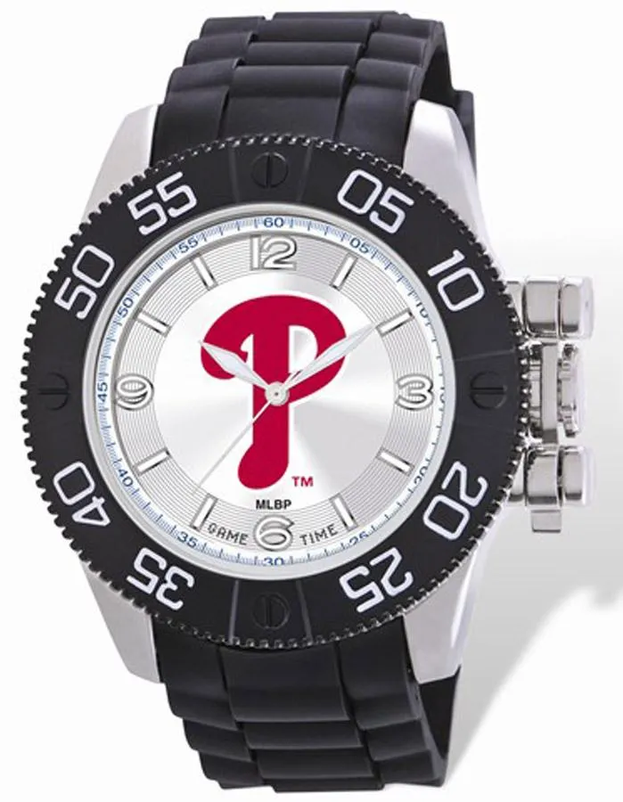 MLB Mens Philadelphia Phillies Beast Watch - Color Logo Dial - Rubber Strap