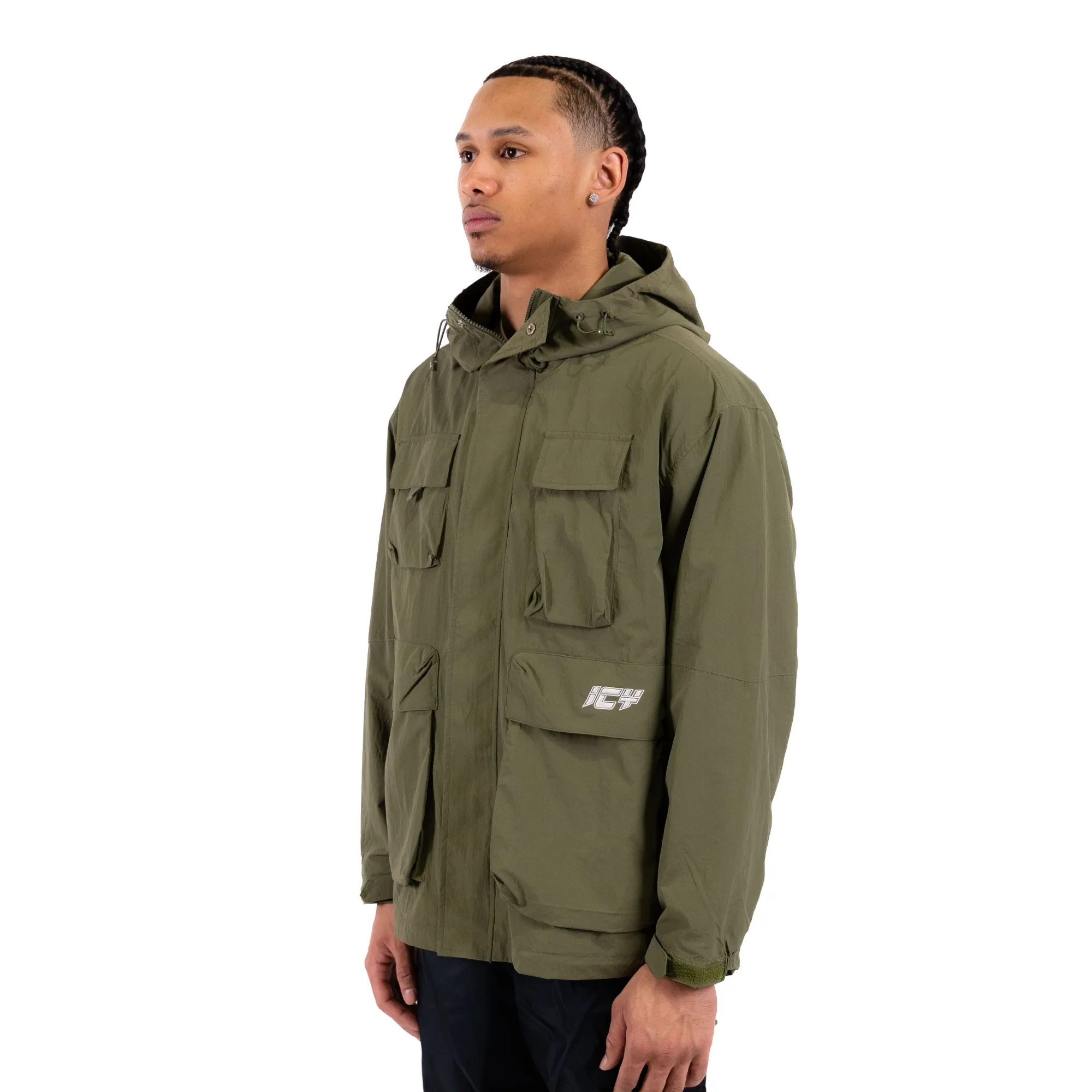 Multi-Pocket Nylon Utility Windbreaker