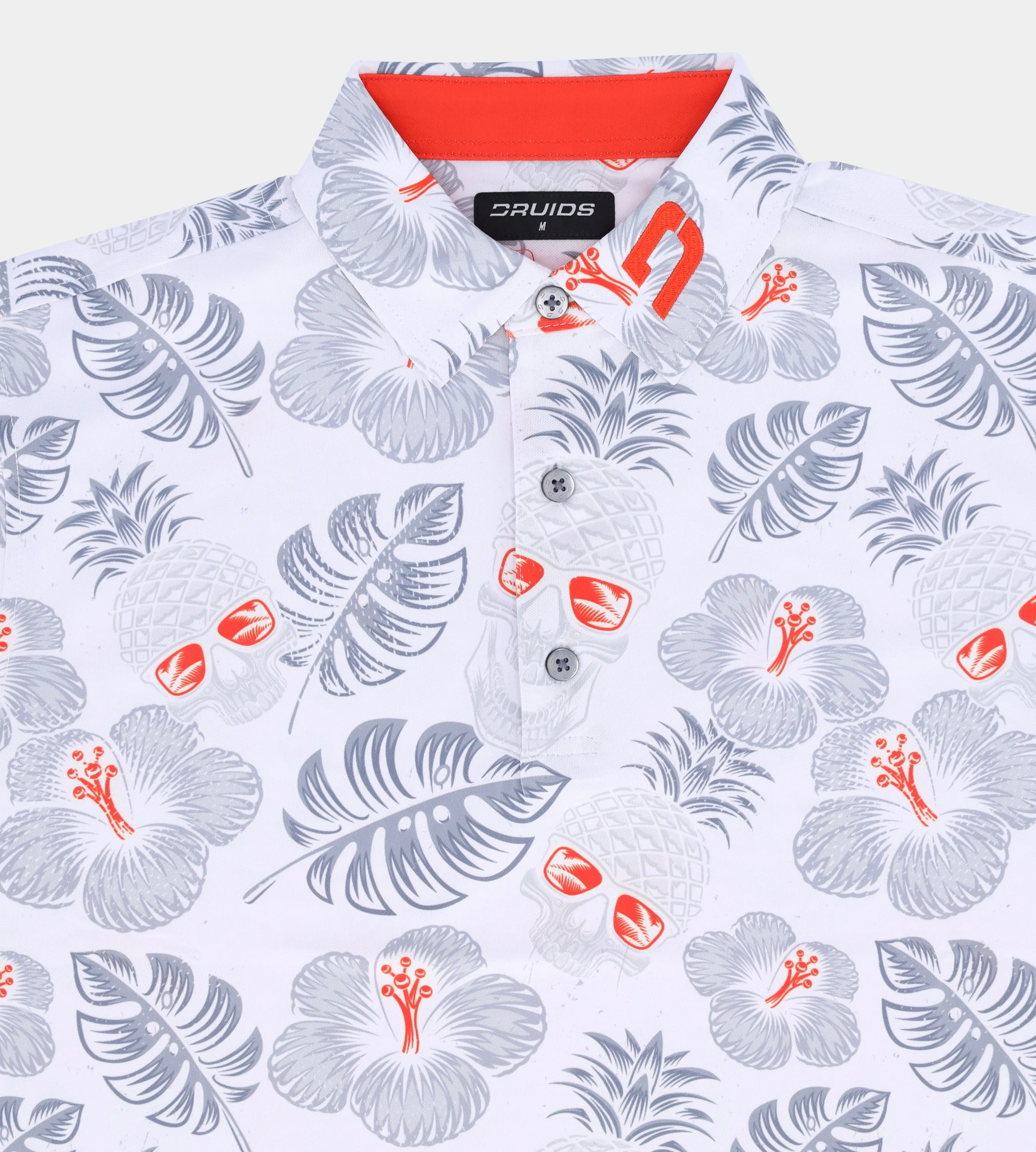 PINEAPPLE SKULLZ POLO - WHITE / ORANGE