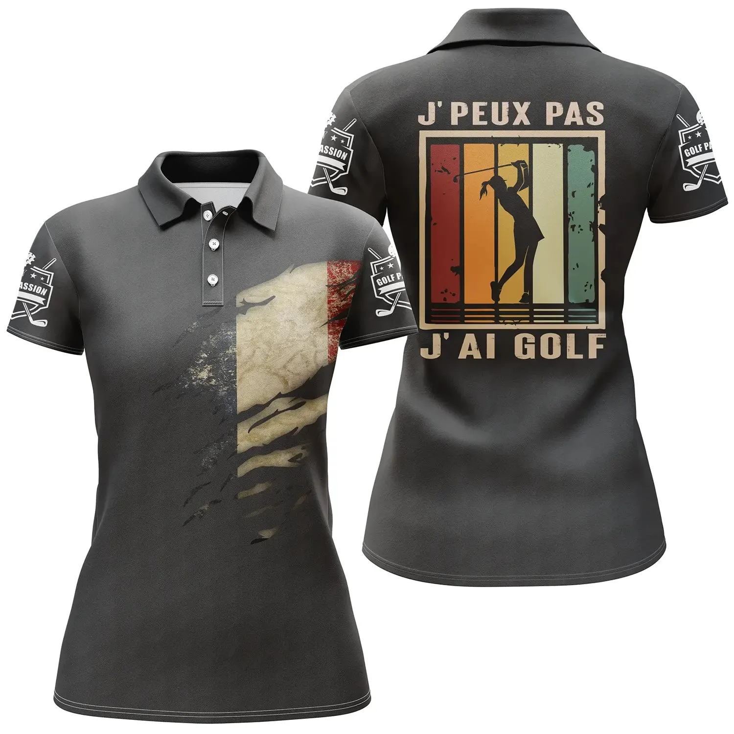 Polo de Golf, Cadeau Original Golfeur, Golf Passion, Drapeau France, J'peux Pas J'ai Golf - CT06022320