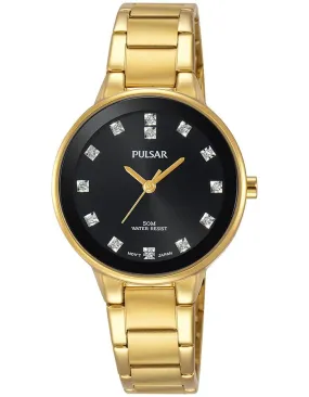 Pulsar Womens Easy Style Crystal Marker Watch - Gold-Tone - Bracelet