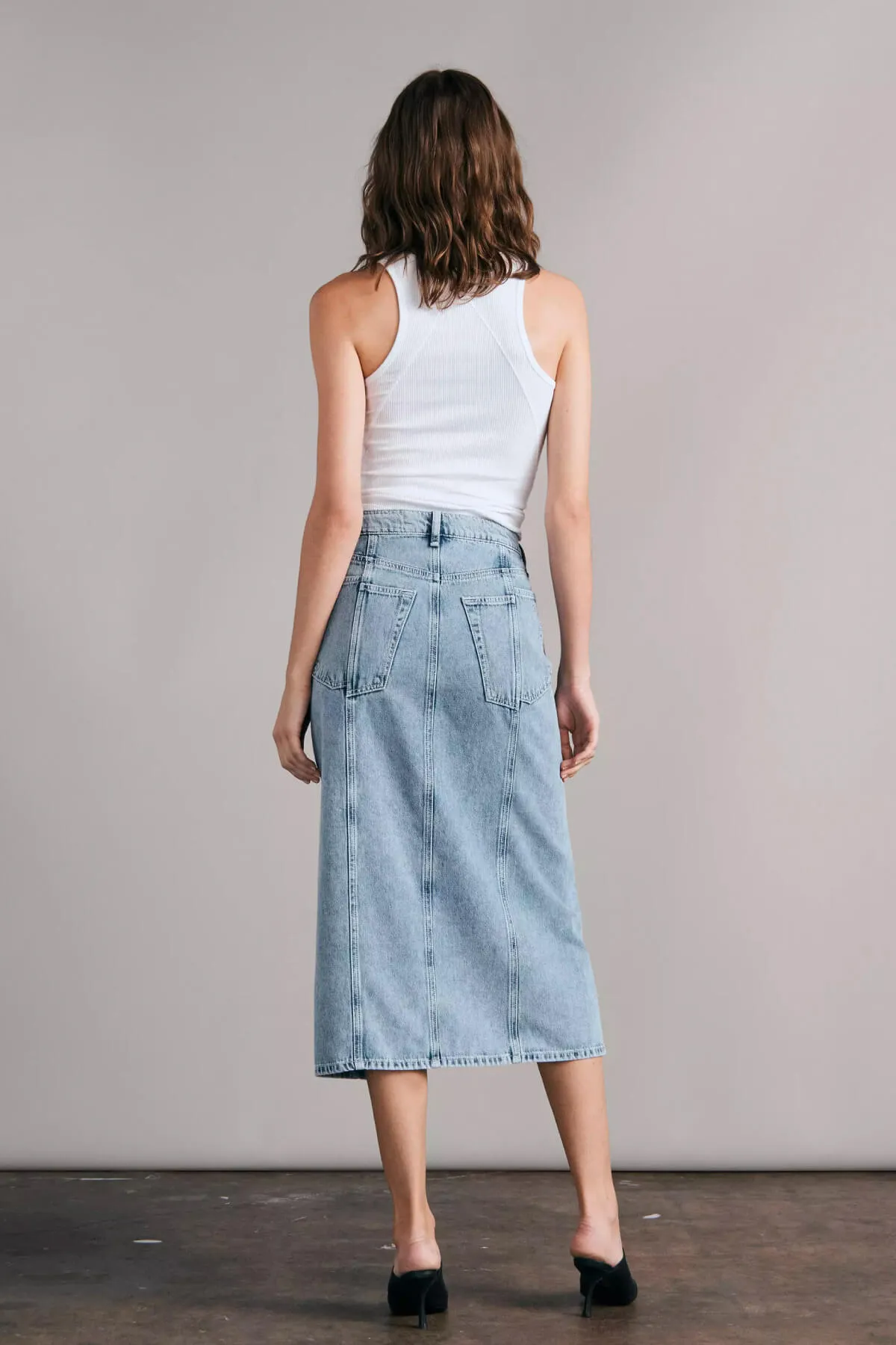 Rag & Bone Pencil Splice Denim Midi Skirt - Alisha