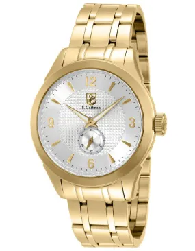 S.Coifman Mens Slim Dress Watch - Gold-Tone - Silver/White Dial - Bracelet