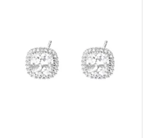 Silver Plated Cubic Zirconia Princess Studs