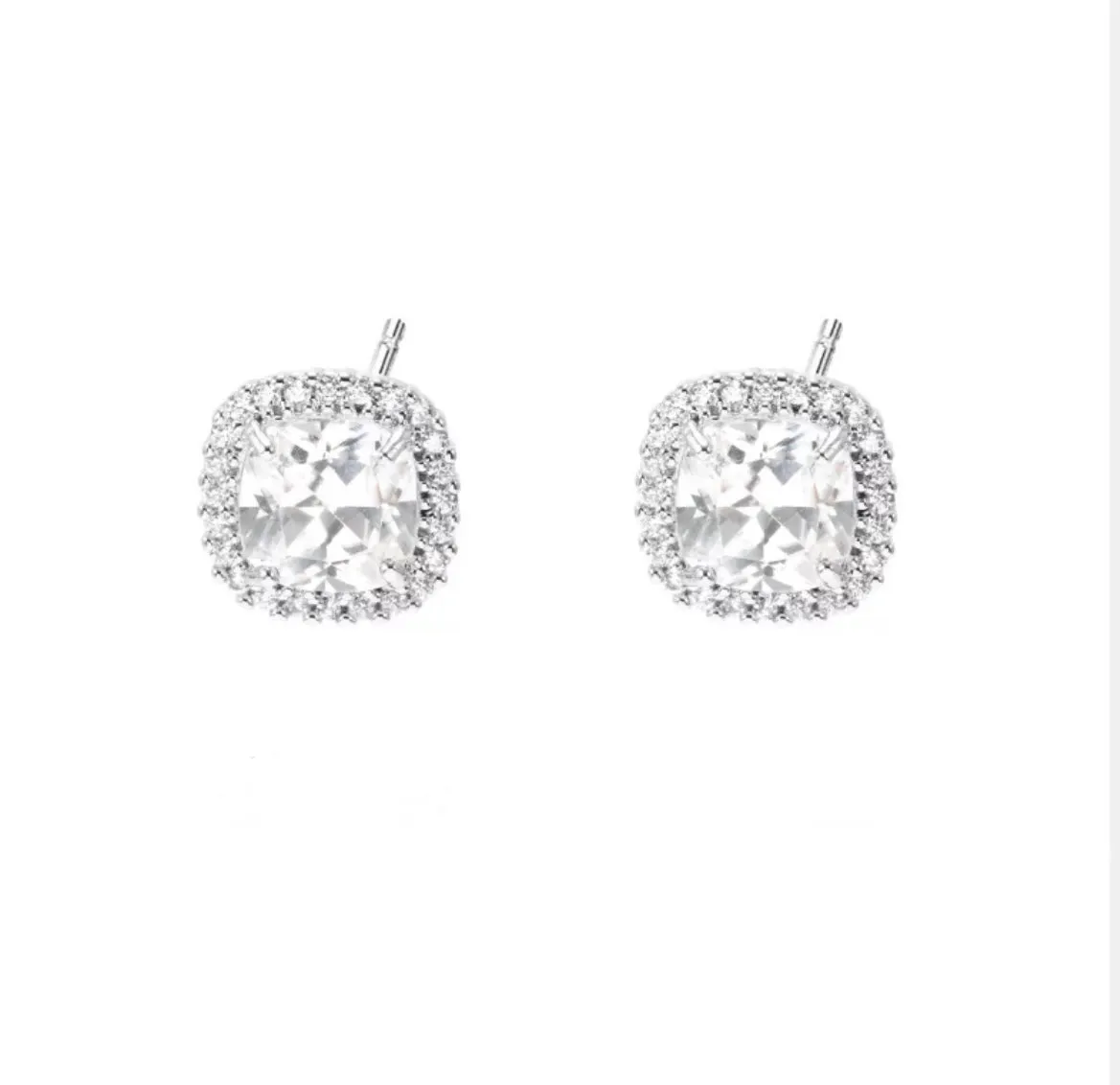 Silver Plated Cubic Zirconia Princess Studs