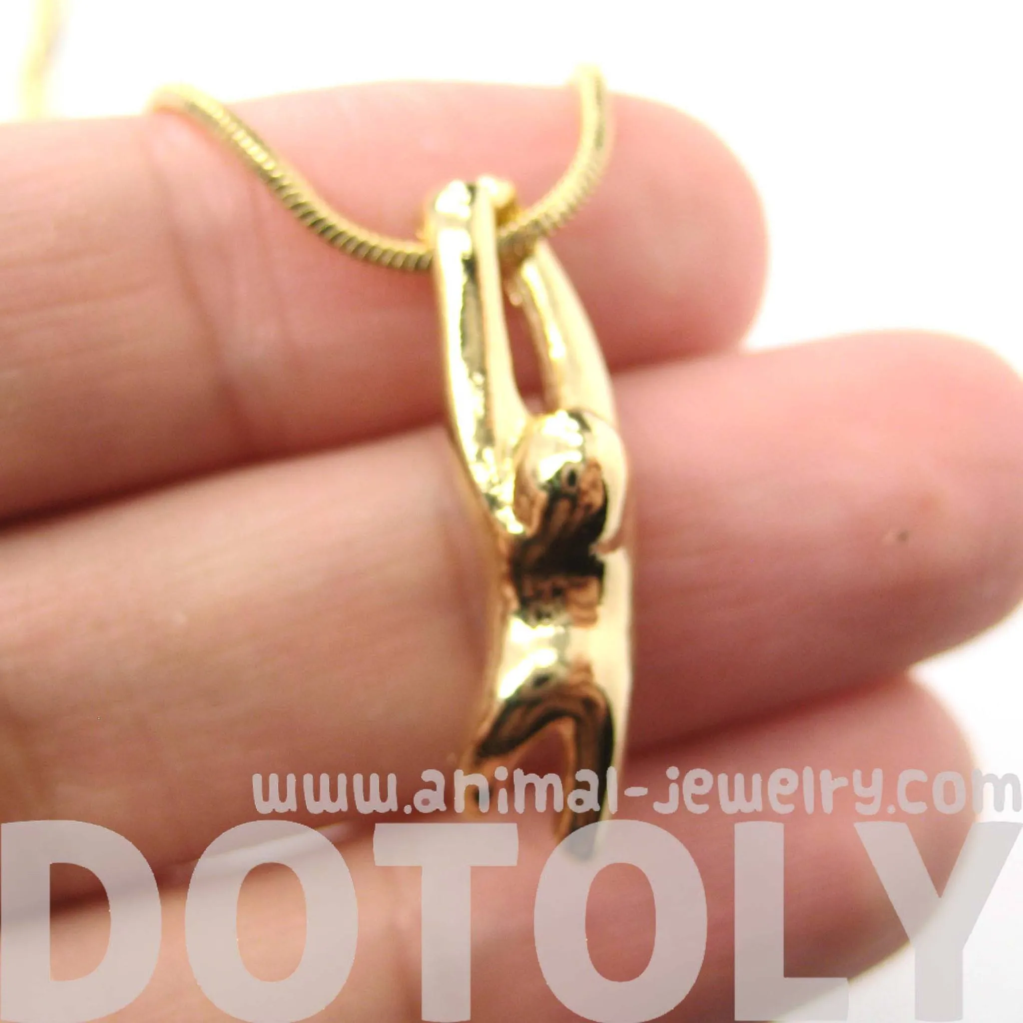 Sloth Dangling Sleek Abstract Animal Pendant Necklace in Gold | DOTOLY