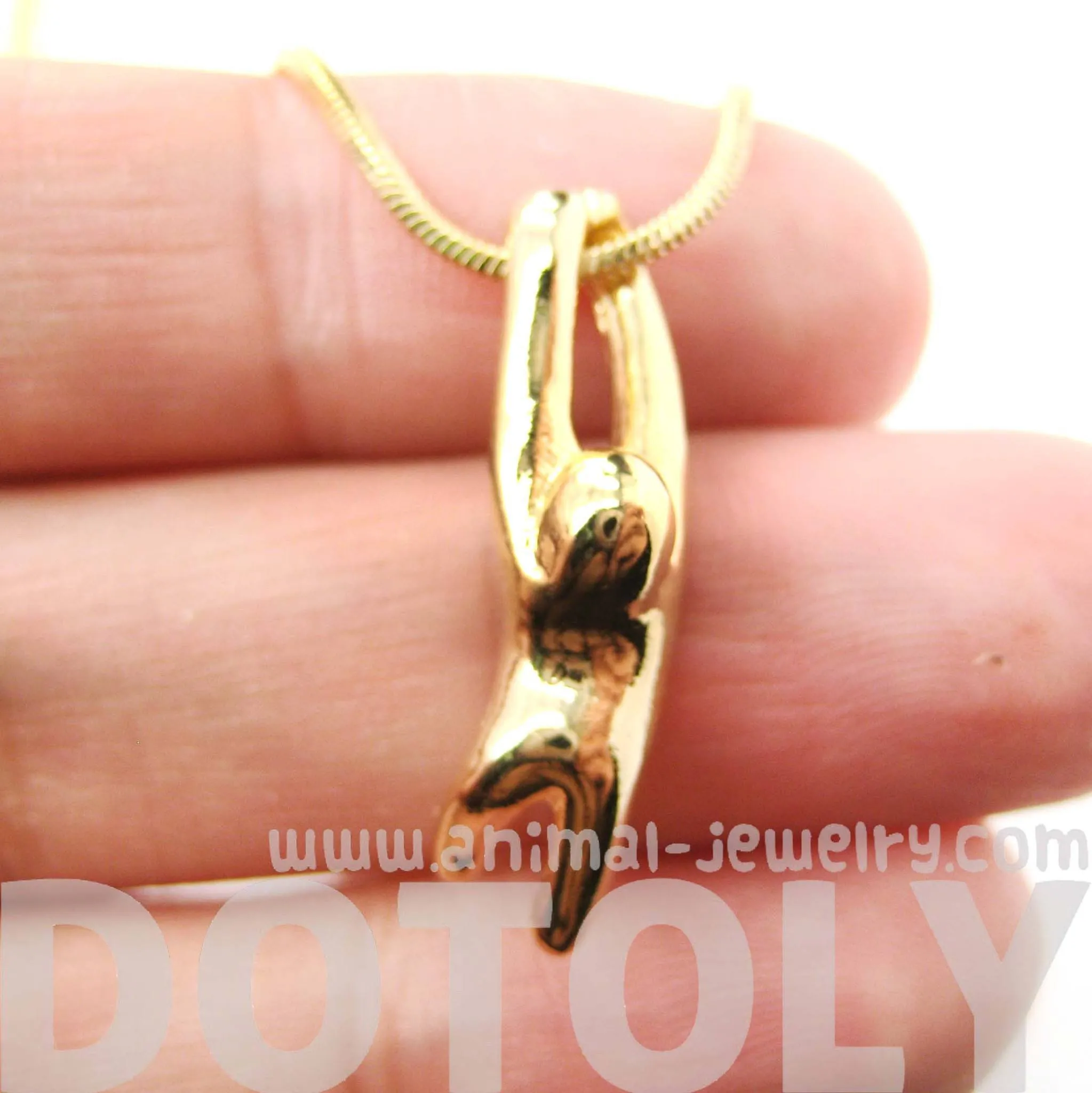 Sloth Dangling Sleek Abstract Animal Pendant Necklace in Gold | DOTOLY