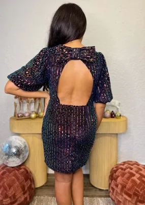 Sonya Sequin Mini Dress (Black Multi)