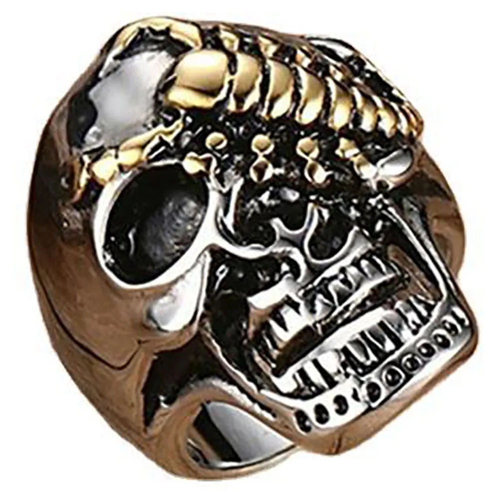 Stainless Steel Scorpion Skull Gothic Biker Ring