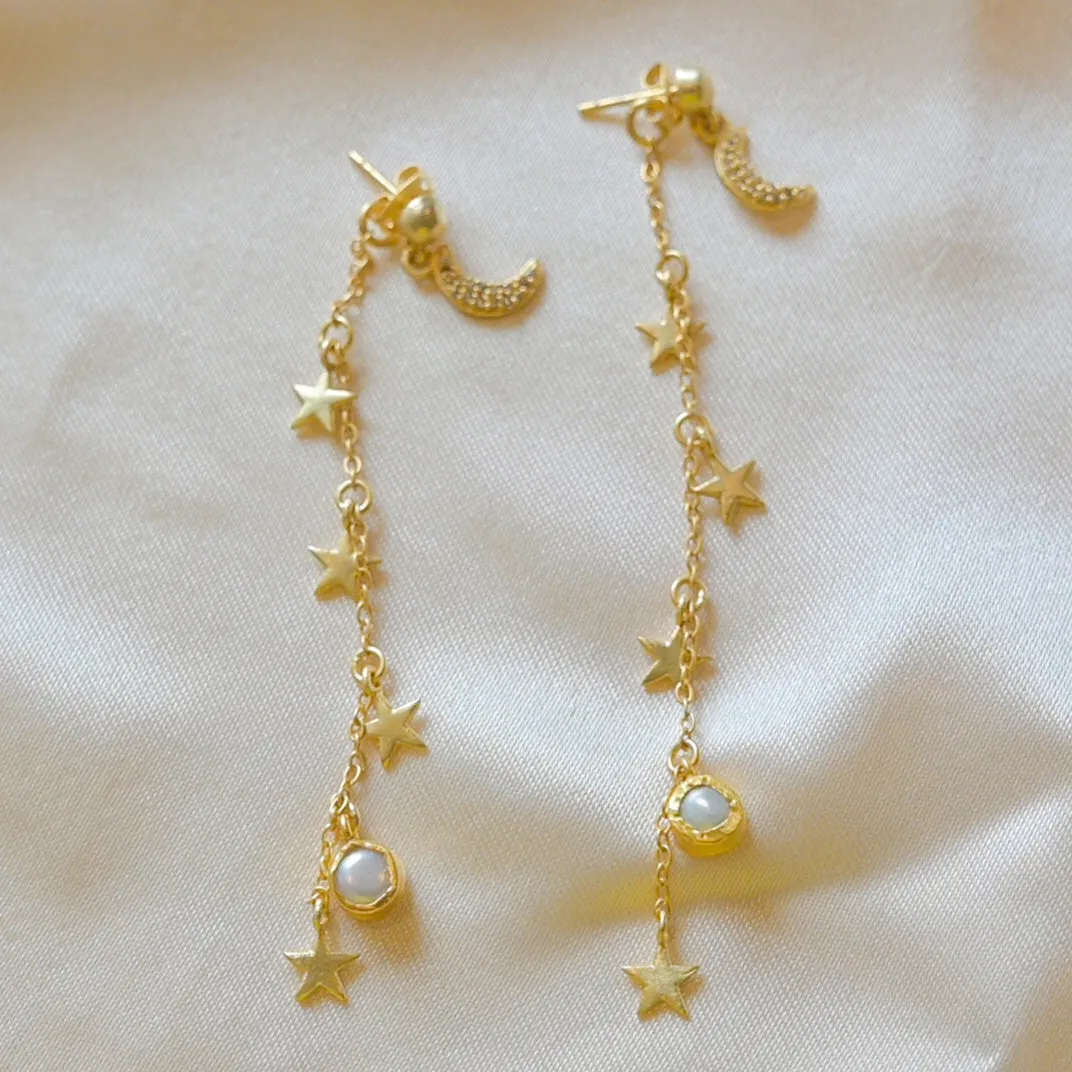 String Of Stars Baroque Pearl and CZ Earrings