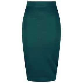 Teal Classic Stretch Emerald Pencil Bodycon Midi Office Work Skirt