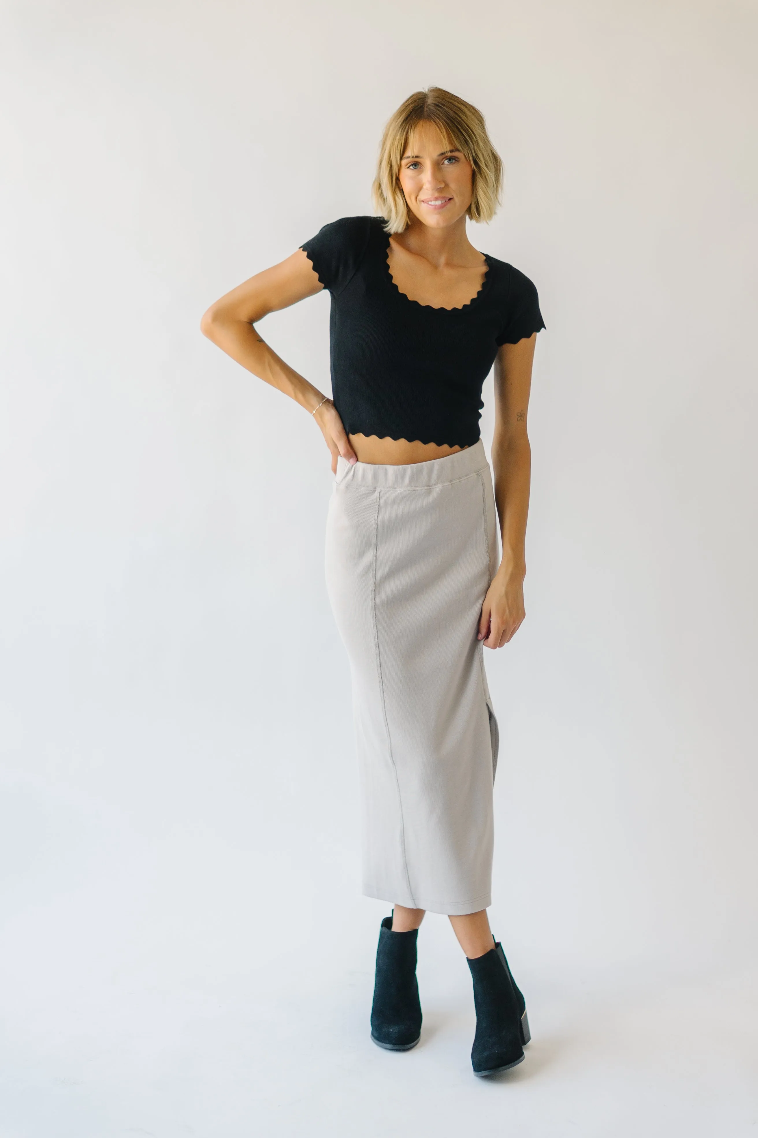 The Alpharetta Knit Skirt in Light Grey