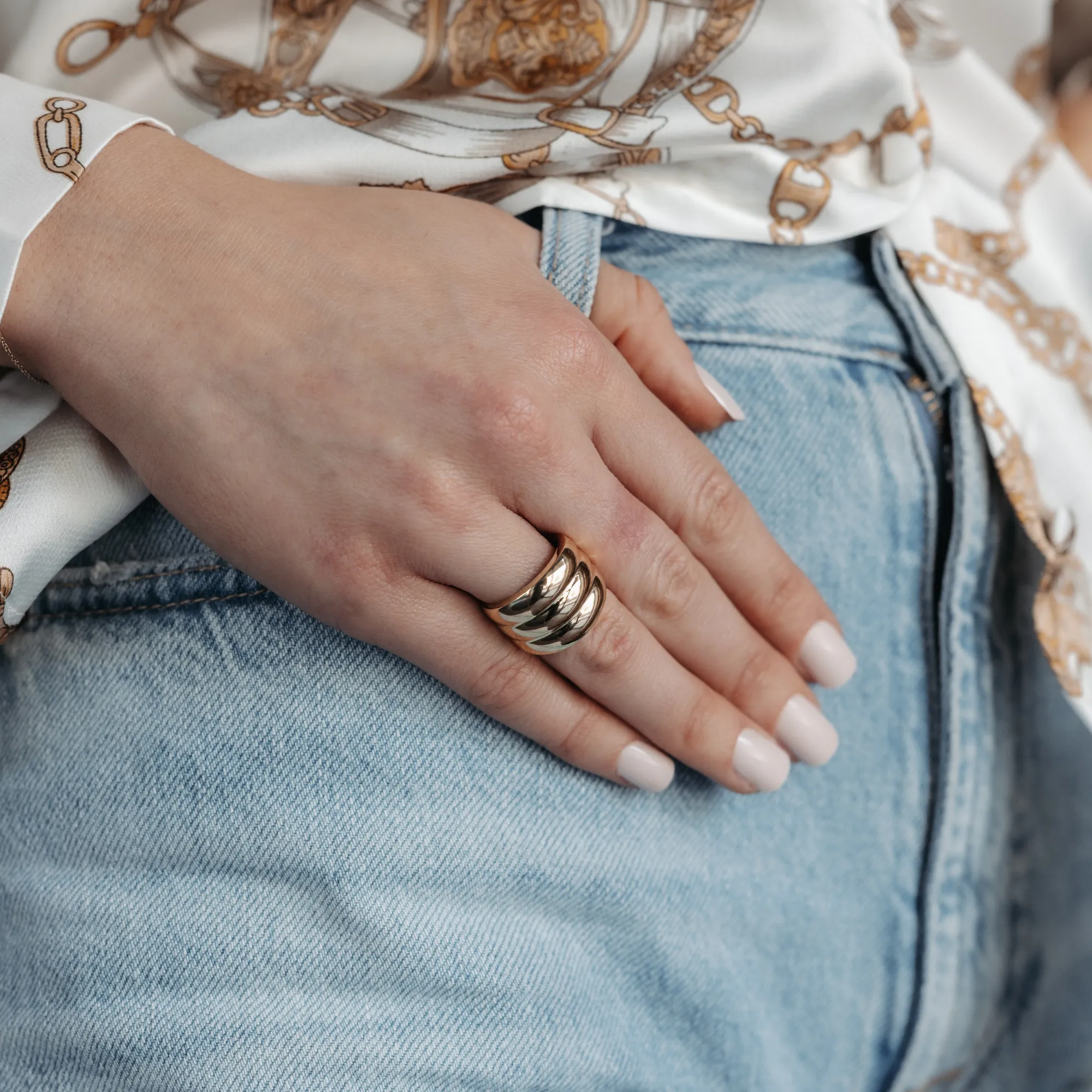 Tres Croissant Dome Ring