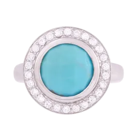 Turquoise and Zircon Faceted Ring