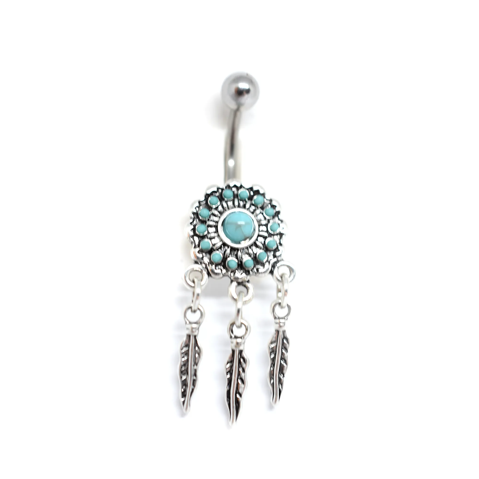 Turquoise Dream Catcher Belly Ring