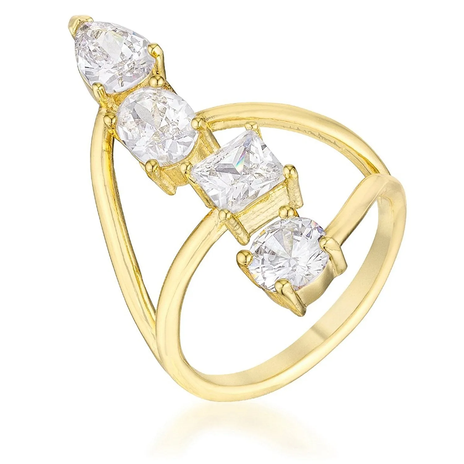 WildKlass 3CT Stunning CZ Gold ToneRing