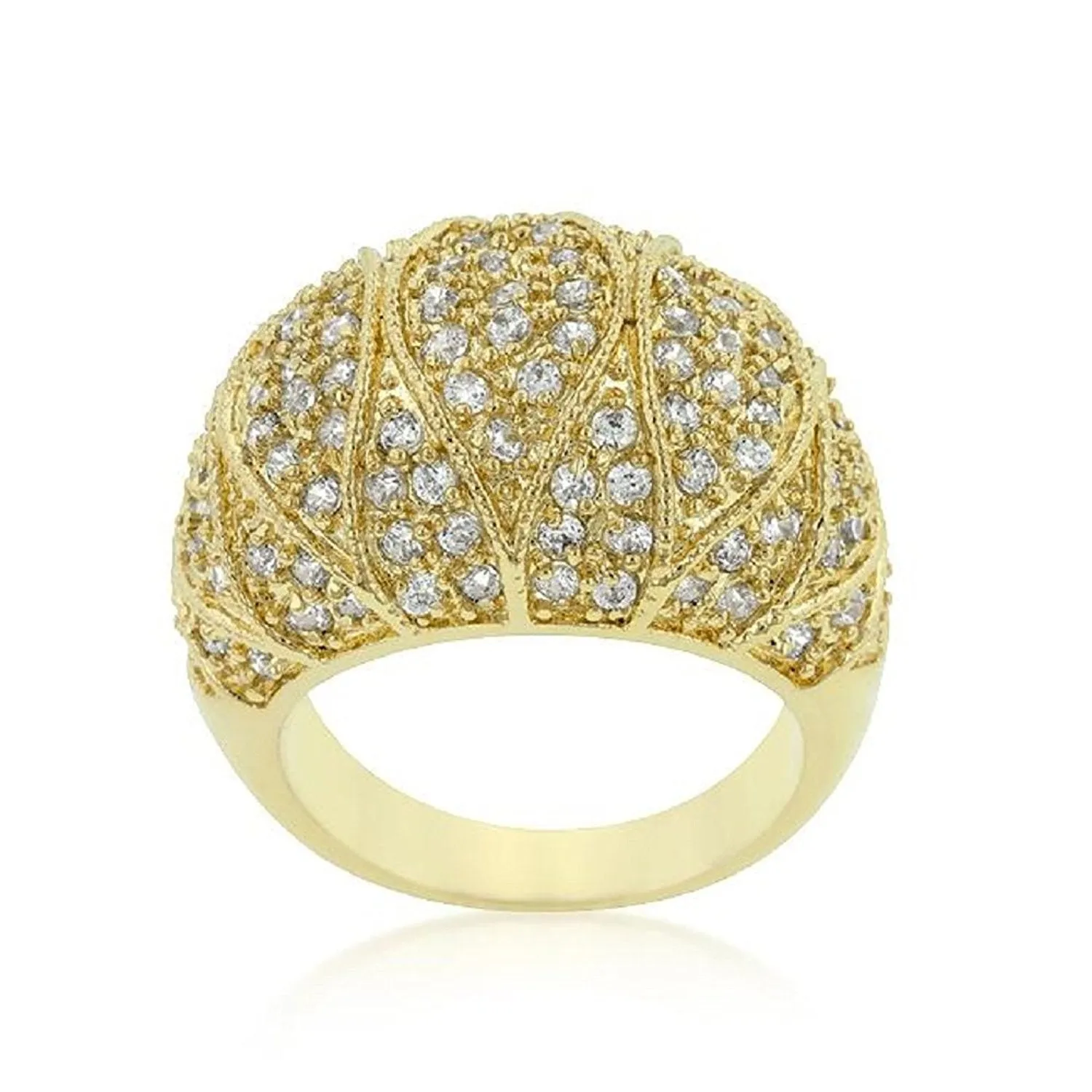 WildKlass Goldeneye Clear Cubic Zirconia Cocktail Ring