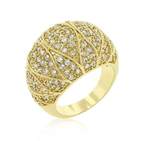 WildKlass Goldeneye Clear Cubic Zirconia Cocktail Ring