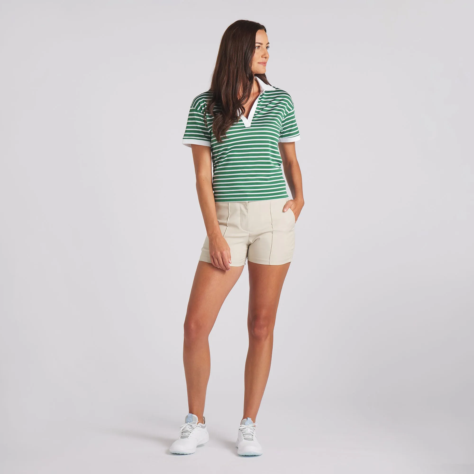 Women's Everday Stripe Pique Golf Polo